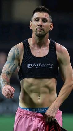 Lionel Messi wearing STATSports GPS vest